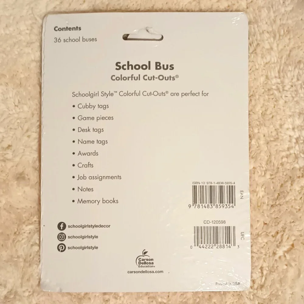 NWT~ Carson Dellosa's Schoolgirl Style Black, White & Stylish Brights School Bus